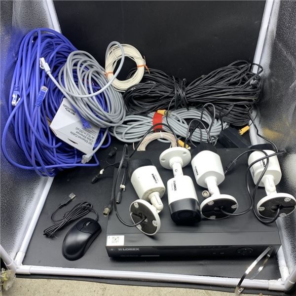 LOREX 2TB 8 CHANNEL DVR WITH FOUR CAMERAS AND TWO CORDS WORKING RESET TO FACTORY