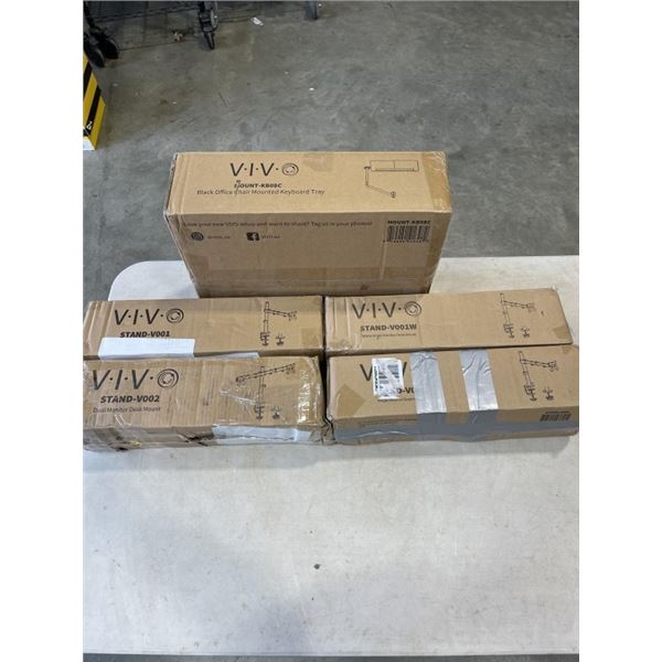 5 ASSORTED VIVO MOUNTS AND ACCESSORIES