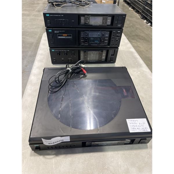 VINTAGE SANSUI 4PC STEREO UNIT, INCLDUING AMPLIFIER MODEL A909 AND TURN TABLE P-L50