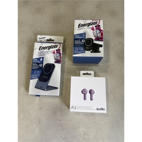 ENERGIZER ULTIMATE MAGNETIC WIRELESS FOLDING CHARGER, ENERGIZER ULTIMATE WIRELESS CAR CHARGER AND SU