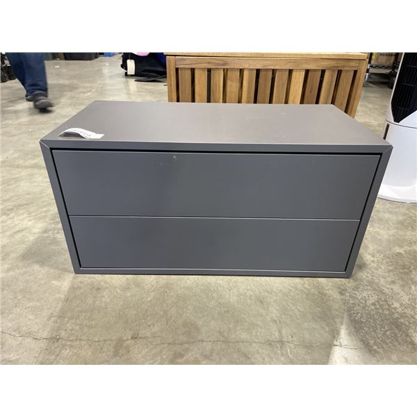 GREY 2 DRAWER SHOE CABINET, SOFT CLOSE DRAWERS