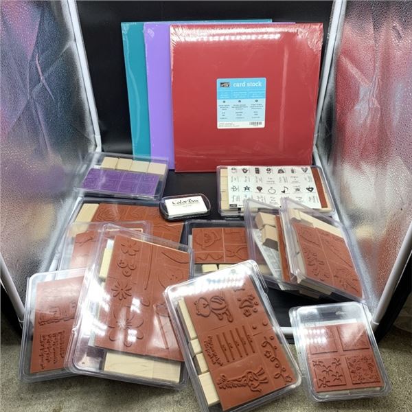 LOT OF CRAFT STAMPS AND CRAFTING SUPPLIES
