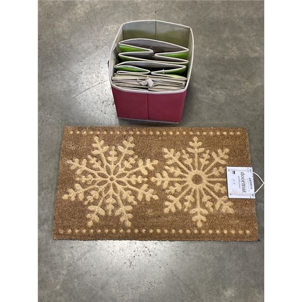 NEW 30X18 DOOR MATT AND FABRIC STORAGE BINS
