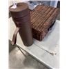 Image 4 : NEW 2 PERSON PICNIC BASKET TRAVEL SET AND NEW LEATHER WINE CYLINDER