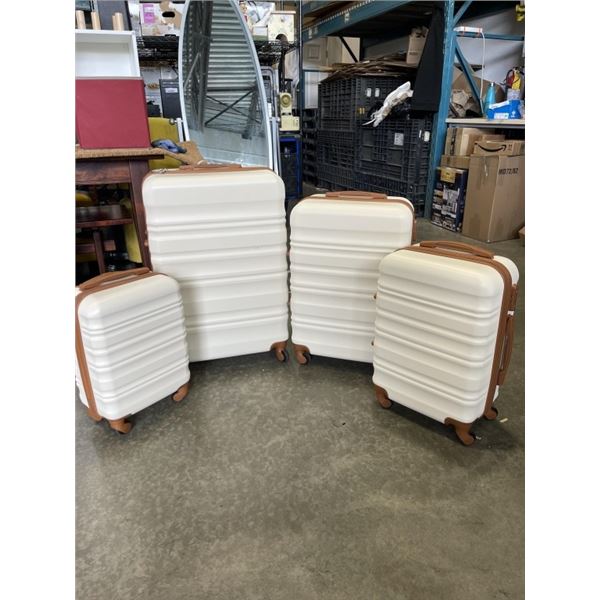 LONG VACATION 2 TONE BROWN 4PC HARD SUITCASE SET