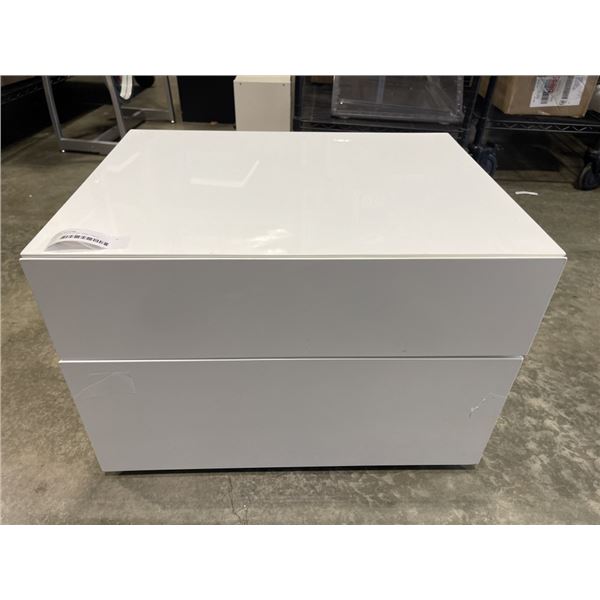WHITE 2 DRAWER SIDE TABLE
