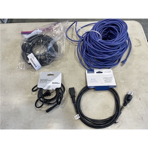 ASSORTED LENGTHS OF CAT 6 CABLES AND POWER CABLES
