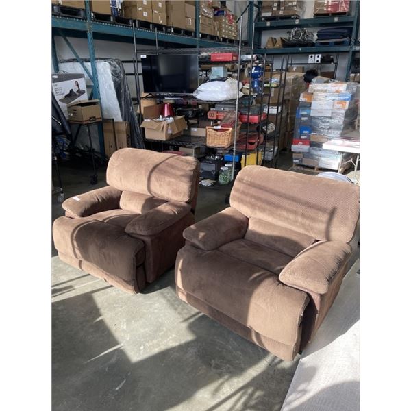 2 BROWN OVERSIZE ROCKER RECLINERS