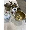 Image 3 : ASSORTED BRASS AND COPPER ITEMS, AND EASTERNA VASE AND LIDDED JAR