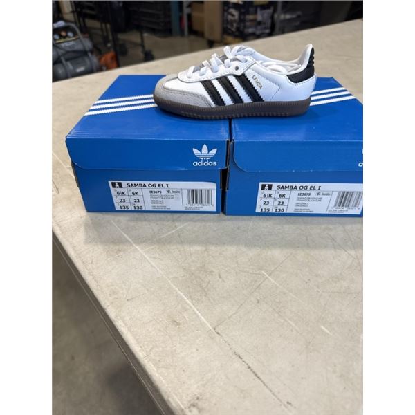 2 NEW PAIRS ADIDAS SAMBA OG EL 1 SIZE US 6.5K