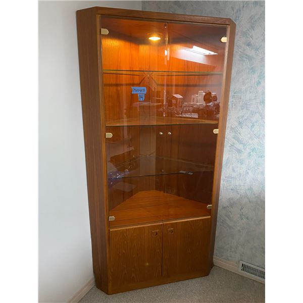 Corner display curio cabinet 75 x 14 x 18 inches with light