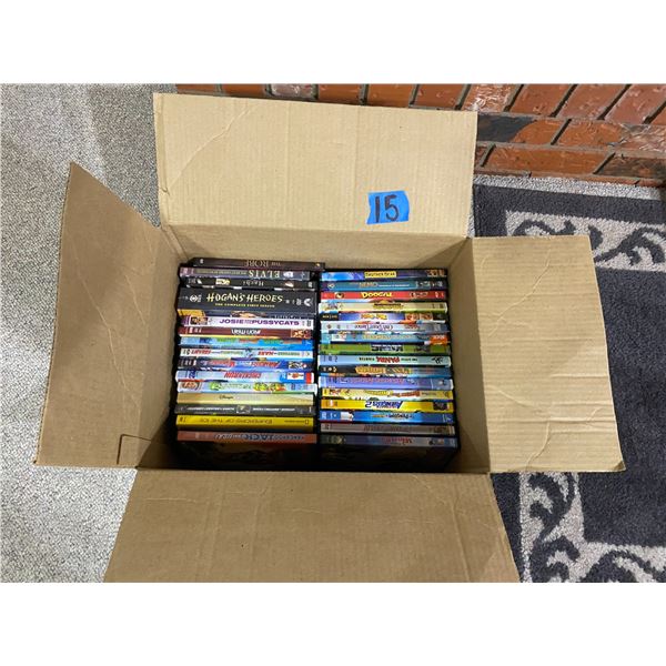 Large box of movie DVDs
