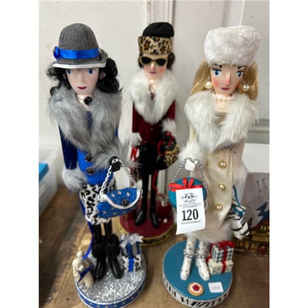 3-Fashion Lady Nutcracker Style Figurine - 3 X $