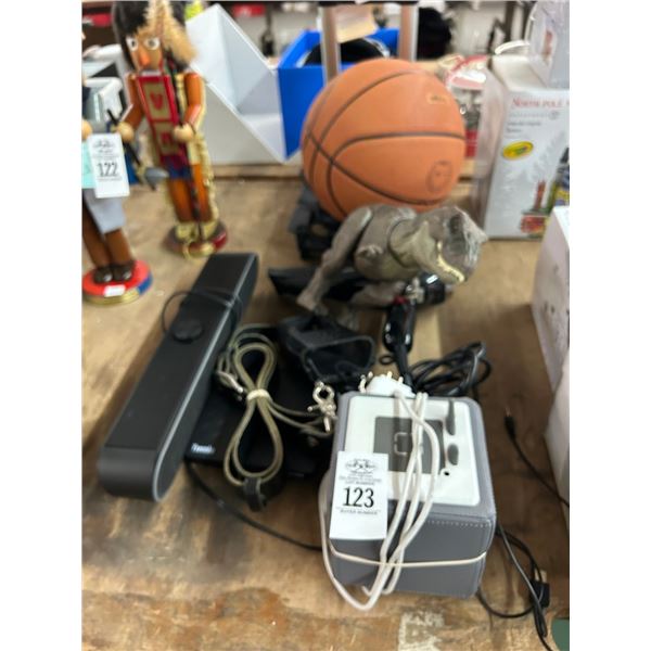 Basketball, Luggage Tote, Hair Dryer, Electronics