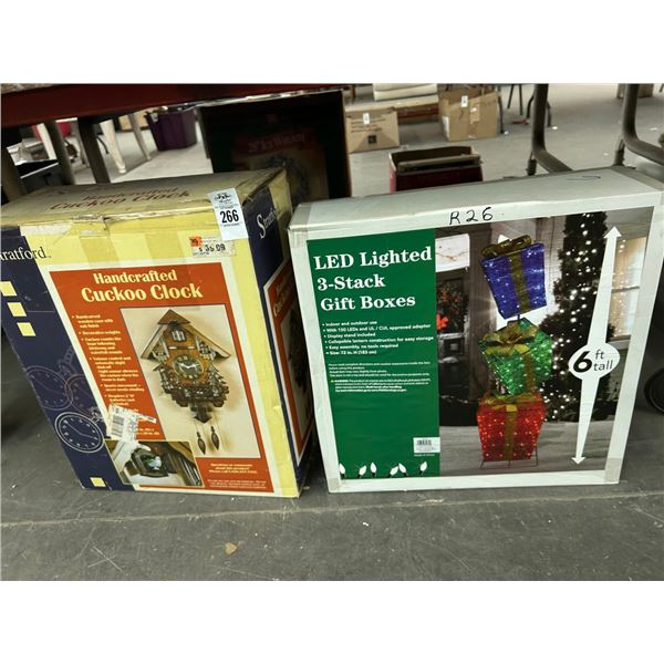 Cuckoo Clock, Lighted Gift Boxes Lawn Décor 6'