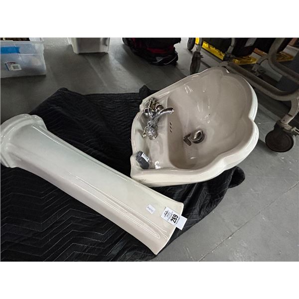 American Standard Beige Porcelain Pedestal Sink