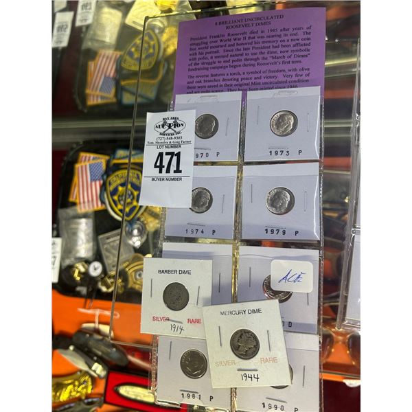 Uncirculated Roosevelt Dimes, Barber Dimes