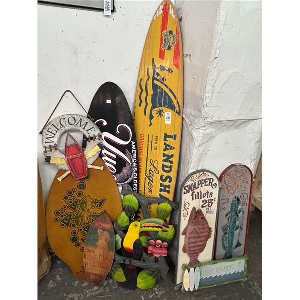 9-Toucan, Surf Board, Asst. Nautical Décor - 9 X $