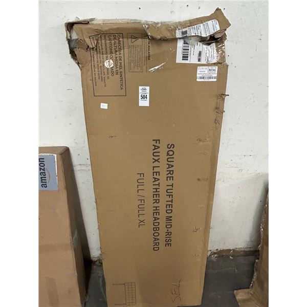 Square Tufted Mid Rise Faux Leather Headdboard In Box