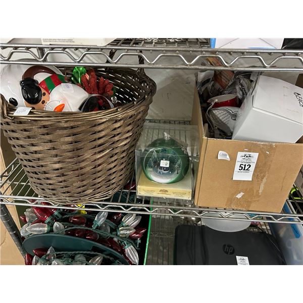 Asst. Christmas Décor, Basket w/Coral