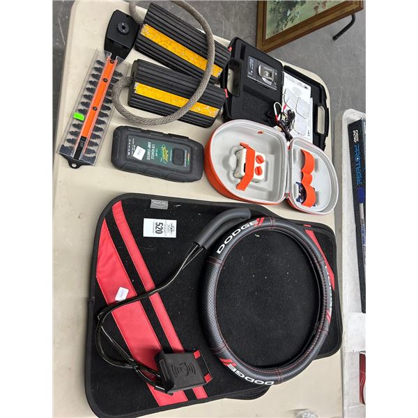 Wheel Chucks, Jump Starter, Replacement Trimmer Blades, Tens Unit, Floor Mats