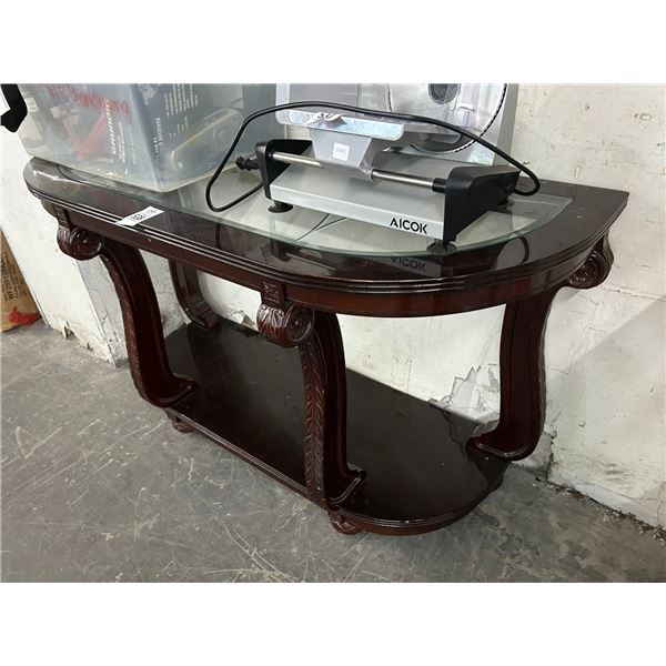Cherry Half Moon Hall Table w/Glass Inset