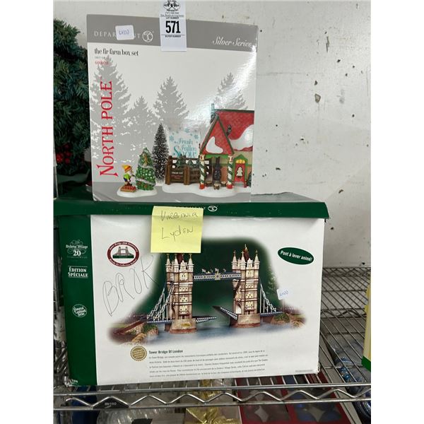 Dept. 56 North Pole Farm Box, London Bridge - (Bridge Is Damaged)