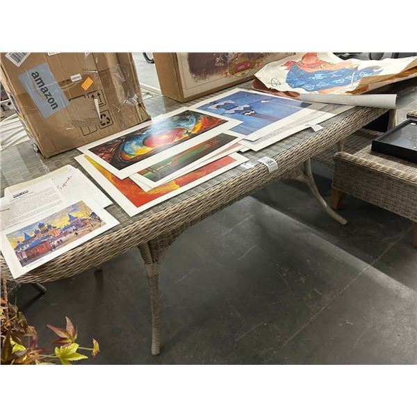 Wicker Rectangular Glasstop Patio Dining Table w/6 Chairs