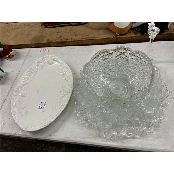 Holiday Punch Bowl Set, Large Serving Platter