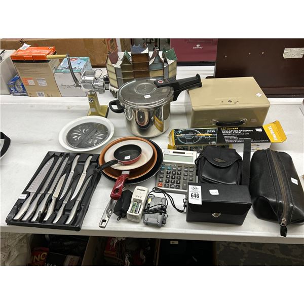 Cutlery, Cookware, Grinder, Lockbox, Steering Lock, Binoculars, Carry Bag, More