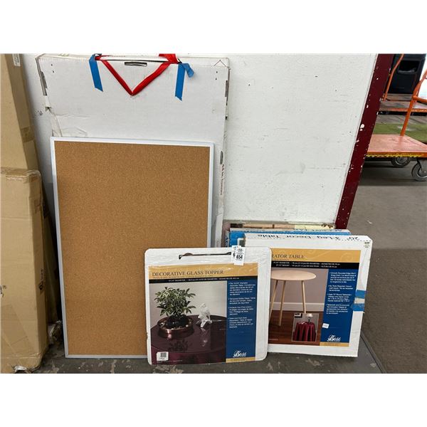 Decorator Tables, Corkboard, Holiday Banner