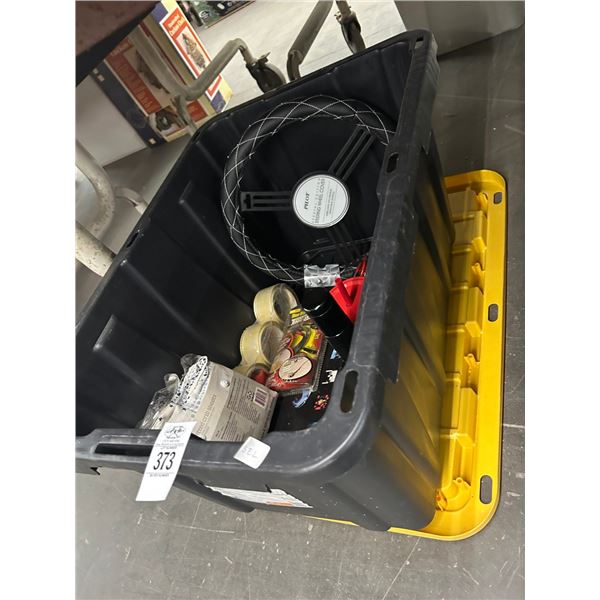 Lidded Bin w/Headlamp, Turbo Snake, Tape Rolls, Steering Wheel Cover, Crib Sheets