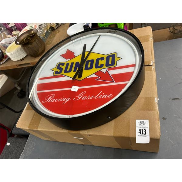 Sunoco Racing Gasoline Neon Trim Large Wall Clock