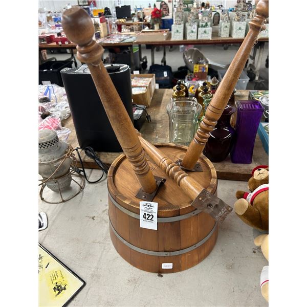 Footed Wooden Bucket - Needs Repair