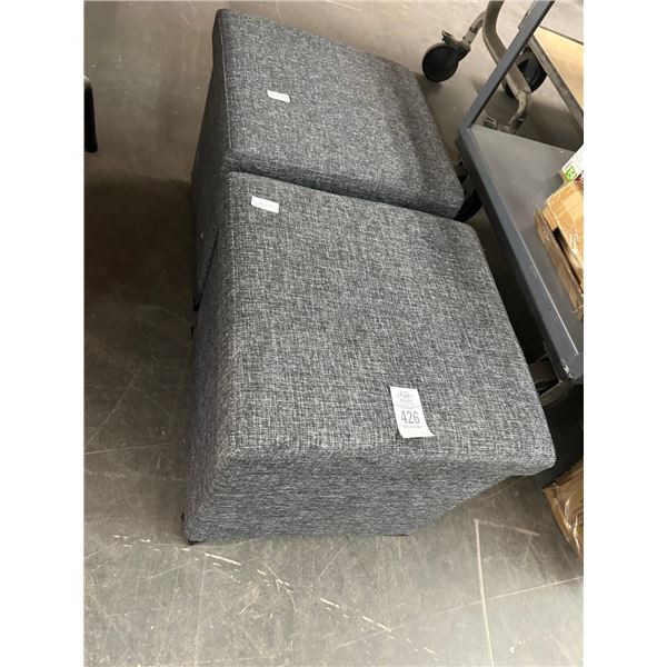 Grey Cloth Storage Ottomans - Pair