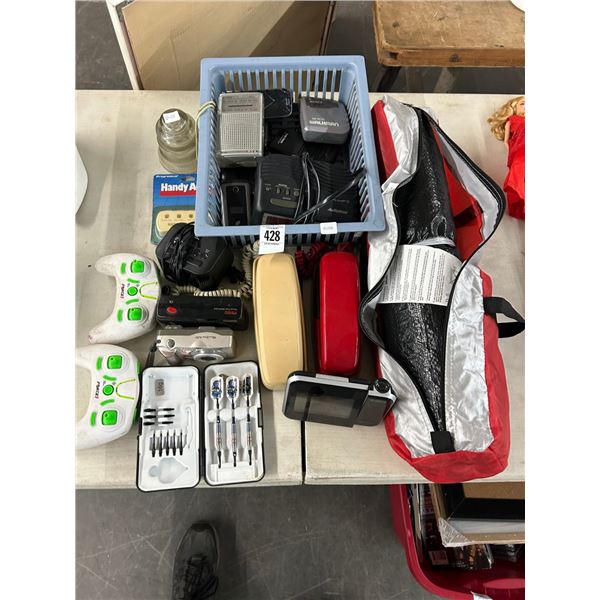 Gaming Accessories, Darts, Old Phones, Pup Tent, Cameras, Insulator