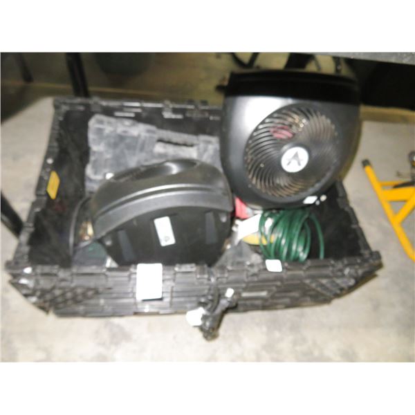 Tote Vonator Fans, Ext. Cord, Dewalt Hardware Case, Chargers, Supplies