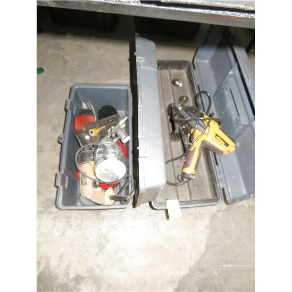Toolboxes 2 w/Wagner Heat Gun, Dewalt Electric Drill, Paint Spray Gun, Supplies