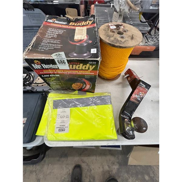 Mr. Heater Little Buddy LP Indoor Heater, Safety Ponch, Nylon Rope, Hitch Sleeve
