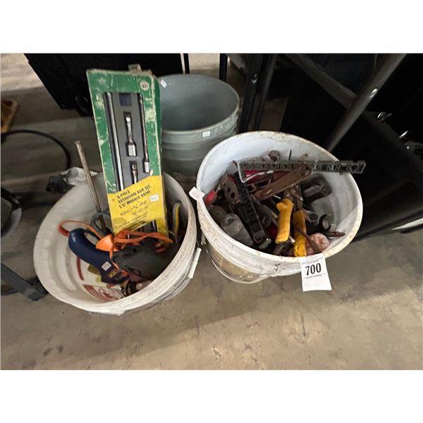 Buckets 3 w/Asst. Hand Tools, Glue Gun, Flashlights