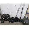 Image 1 : Plate Weights/Bars/Medi Ball/Dumbell Set w/Rack
