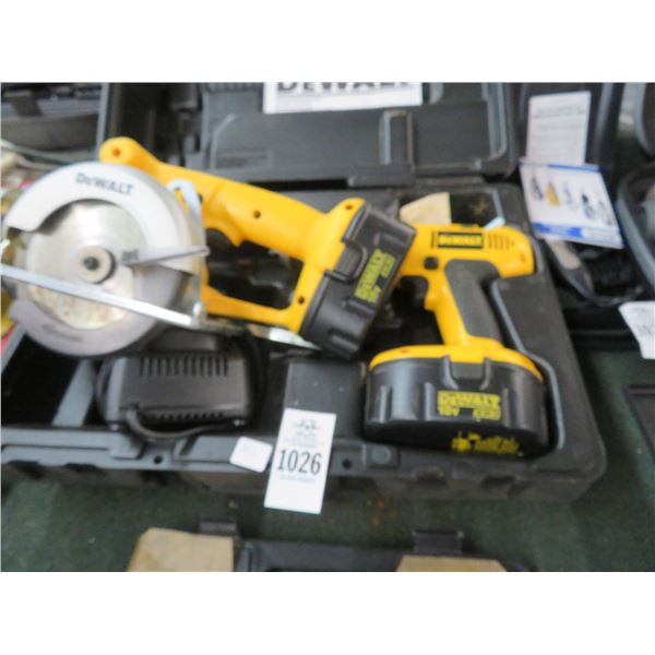 Dewalt Cordless Drill, Circular Saw Kit w/Batteries/Charger