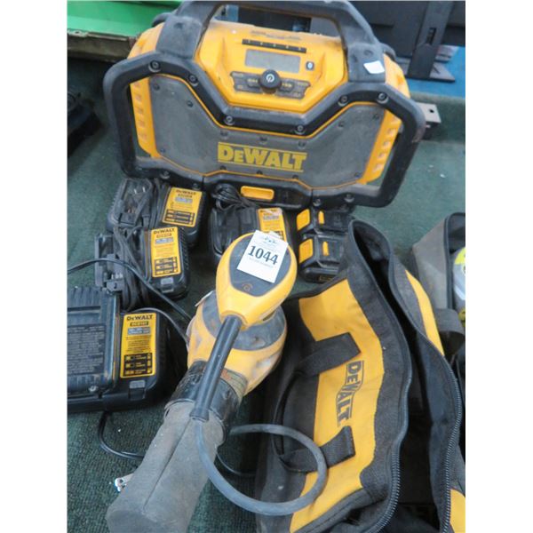 Dewalt Electric Orbital Sander, Battery/Chargers, Bag, Jobsite Stereo