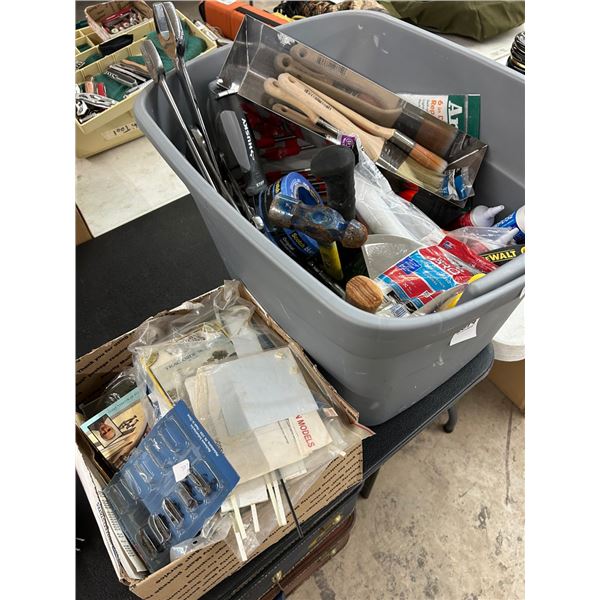Bin/Box w/Asst. Tools, Combo Wrenches, Railroad Accessories