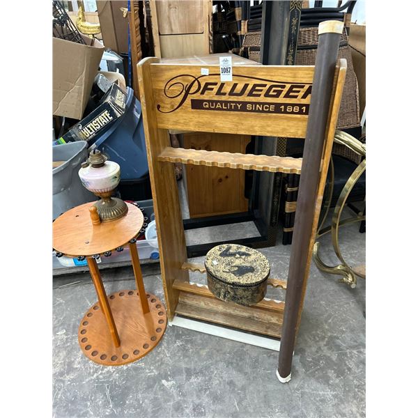 Pflueger/Other Fishing Pole Stands, Transport Tube, Oil Lamps, Ladie's Box