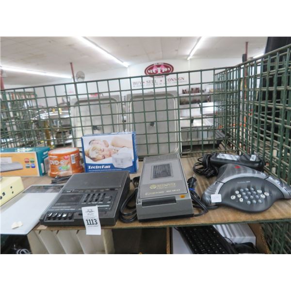 Conference Phone, Answering Machine, Tape Recorder, Scale - Top Shelf