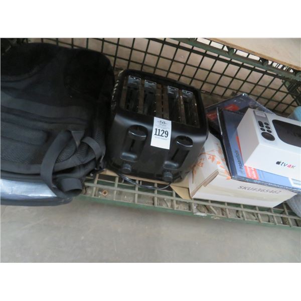 Sockets, Apple TV Unit, Collapsable Storage Containers, Toaster, Carry Bag