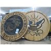 Image 1 : Carved Wood Marine/Patriotic Round Wall Art
