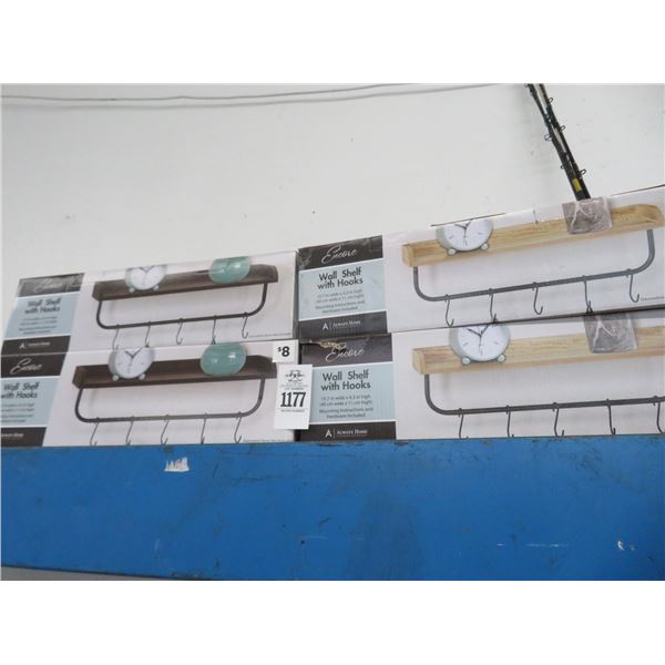 Wall Shelves w/Hooks - 4