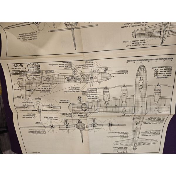 Large blueprints of various airplanes